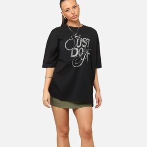 Nike black oversized rhinestone bling‎ tee Just do it medium